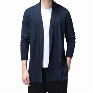 Suéter de algodão casual de malha casual masculino roupas de estilo longo e suéteres masculinos e cardigans casaco puxar homme suéter 201126