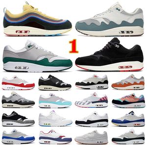 Homens 1 tênis sapatos 87 Women Running Shoes Classic Anniversary Royal Parra Atomic Teal University Blue Althletic Zapatos Sports Trainers 36-45