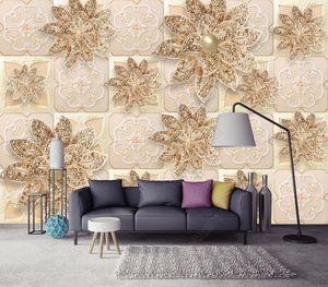 カスタム3D壁紙壁画ヨーロッパスタイルのゴールデンジュエリーレンガ造りの壁背景飾りリビングルームベッドルームラウンジウォールデカレーション