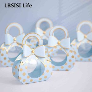 LBSISI LIFE ピースの結婚式キャンディーの紙のハンドルボックスWindowsチョコレートパッキング誕生日卒業パーティーフォアギフトデコレーションAA220318