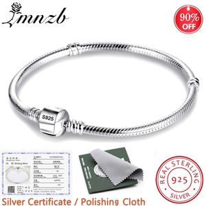 LMNZB med certifikat 100% Original Tibetan Silver 925 Snake Chain DIY Charm Armband för kvinnor Gift Förhindra allergi smycken 220726