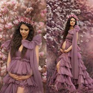 Chic Prom Dresses for Women Maternity Gowns Ruched Lace Up Boho Photoshooting Dress Country Style Nightgown Robes