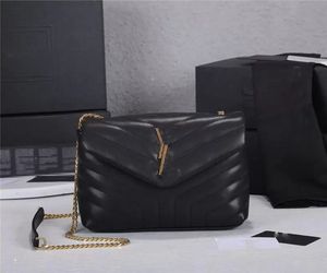 Designer-Luxus-Handtasche, gesteppte Designer-Kettentaschen, LouLou Mini Puffer, schwarze Umhängetasche aus Lackleder, Luis-Größe: 24–17–9 cm