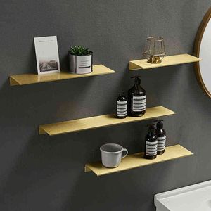 Brushed Gold Black White Aluminum Bathroom Shampoo Cosmetics Shelves Kitchen Wall Closet Shower Storage Rack Accessories J220702