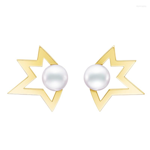 Stud Rose Gold Fresh Water Pearl i Star Earring z sześciennym Stone Naszyjnik Zestaw biżuterii dla kobiet 2022 Trend Moni22