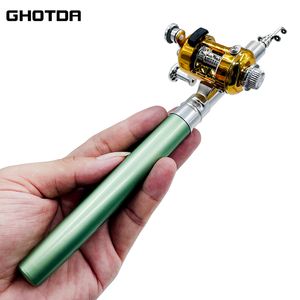 Fishing Rod Reel Combo Set Mini Telescopic Pocket Pen Pole + 220326