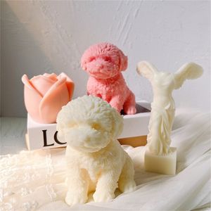 Cute Dog Candle Mold Animal Teddy Puppies Soy Wax Silicone Mould Puppy Lover Home Decor 220721