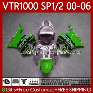 OEM KAYWORK FÖR HONDA VTR RTV 1000 RC51 00-06 Bodys 123NO.134 SP1 SP2 VTR1000 RTV1000 00 01 02 03 2004 2005 2006 VTR-1000 2000 2001 2002 2003 Green Black 04 05 06 Fairing