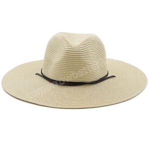 10.5 cm BRIM Big Straw Hat For Women Men Jazz Fedoras Cooling Sun Hats Summer Breattable Elegant Ladies Party Hat