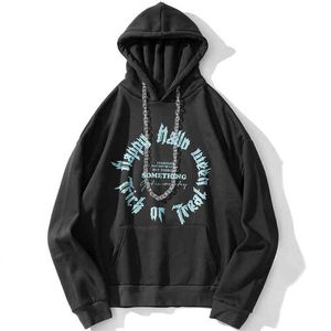 Унисекс Hoodie Men Harajuku Письмо Флис Теплый Пуловер Винтаж Панк Хипстер Пробленяемый Повседневная Мода Негабаритная уличная одежда