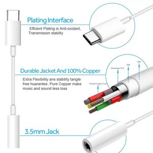 Type-C to 3.5mm Earphone Audio Cable Music Port Adapter Usb 3.1 Type