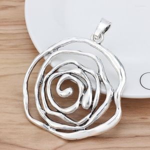 Bulgular Mücevherat toptan satış-Kolye Kolyeler Parça Tibet Gümüş Büyük Açık Spiral Swirl Vortex Charms Kolye Mücevherat için Altlar Yapma Bulguları x72mm İyileştirme