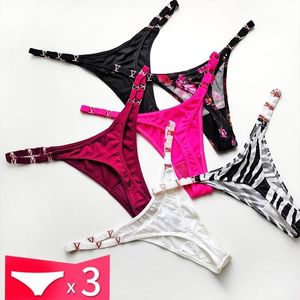 Donne Sexy Perizoma Intimo femminile stringi Fitness Senza cuciture Mutandine a vita bassa per Sex String Slip tangas mujer 3 pezzi / set 220422