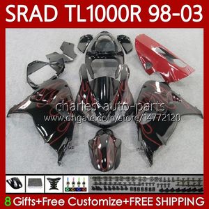 Suzuki Srad TL1000R TL-1000 TL 1000 R 98-03 Body 118no.18 TL-1000R TL1000 R 98 99 00 01 02 03 TL 1000R 1998 1999 2000 2001 2001 2002 2003 페어링 키트 붉은 불꽃