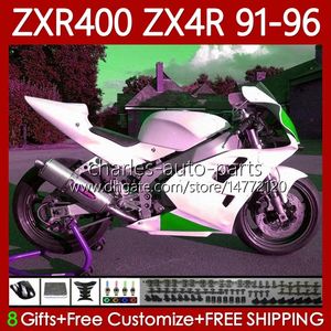 Fairings Kit For KAWASAKI NINJA ZX4R 400CC ZXR-400 1991 1992 1993 94 95 96 Bodywork 138No.73 ZXR White green 400 CC ZX-4R ZX 4R Cowling ZXR400 91 92 93 1994 1995 1996 Body