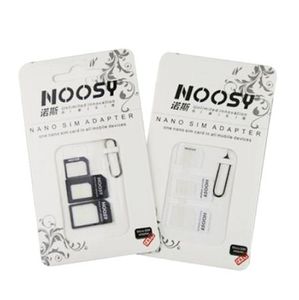 4 em 1 Noosy Nano Micro SIM Adaptador Adaptador Ejeto Pino para Samsung Huawei Phone com caixa de varejo