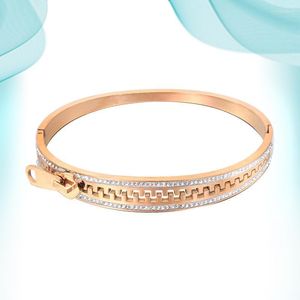 Bangle Bracelets For Women Stainless Steel Jewelry With Zipper And Diamonds Fashion Unique Design Daily Female Accessories Gift Trum22
