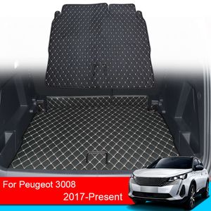 Tappetino per bagagliaio posteriore per auto in pelle PU 1PC per Peugeot 3008 2017-presente Vassoio per rivestimento protettivo impermeabile Accessori per tappetini