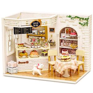 Mobili per casa delle bambole Fai da te Copertura antipolvere in miniatura 3D Miniature in legno Casa delle bambole Giocattoli per bambini Regali di compleanno Torta Diario H14 AA220325