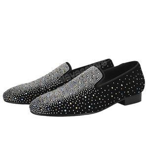 Luxuriöse Mischfarben Strass Männer Loafer Kleid Schuhe für Party Schwarz Kuh Wildleder Klassische Slip-On Männer Rauchen Hausschuhe