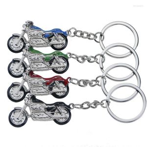 Keychains 4 Color Motorcycle Key Chain Charm Metal Keychain Men Women Car Ring Holder Gift Jewelry Miri22