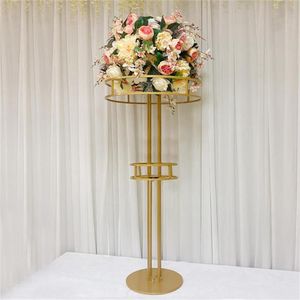 decoration tall golden centerpieces Event Round Tall Vases Metal Iron Gold Centerpiece Stands& wedding table center pieces imake206