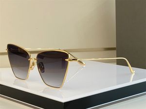 Designer Solglasögon för kvinnor Cat Eye Fashion Brand Style Ladies Vintage Retro Sunglass Metal Squared Shape Woman Gold Frame Eyewear UV 400 Lens 529