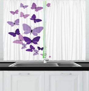 Занавесные шторы кварц бледно -пурпурные белые бабочки кухонные занавески Упрощенное романтическое дизайн весенний мотыль