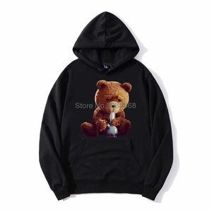 Men's Hoodies & Sweatshirts Ted Bear Smoking Bong Hoodie Unisex Men Fleece Hooded Sweatshirt StreetwearMen's