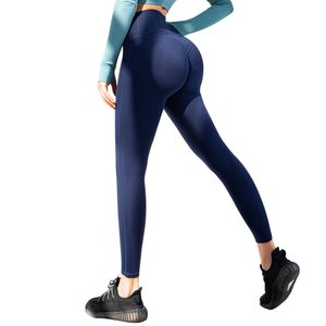 4 needle 6 thread Moisture wicking Quick dry shaping High waist buttocks yoga leggings pants Modal Nylon Material jogging for women Green dark blue Solid color