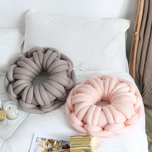Cushion/Decorative Pillow 40cm DIY Chunky Yarn Hand Knot Car Seat Cushion White Bed Throw Cute Home Decorative Doughnut Sofa Chair Back Cush