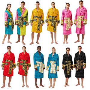 Roupão de banho de algodão de alta qualidade para homens e mulheres pijamas robe longo estampado com letras para casais camisola de dormir inverno quente unissex pijama 013