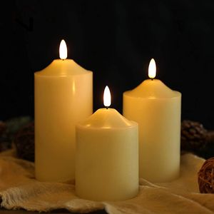 3 stks Flameless kaarsen set wasbatterij kaarsen pijlers flikkeren led kaarsen timers voor huis bruiloftsfeest kerstdecoratie