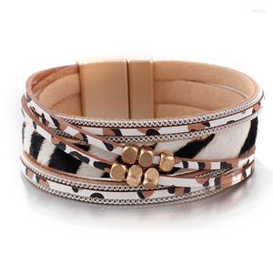 Charm Bracelets Amorcome Boho Leopard Leder Wrap für Frauen Fashion Metal Beads Bohemian Wide Armband Ladies Party Schmuck Geschenk Fawn22