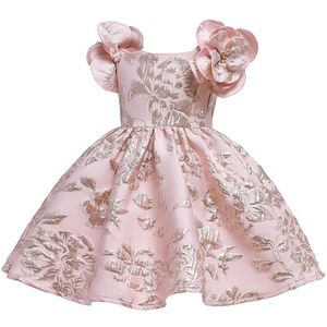 Girl's Dresses Summer Fashion Flower Sleeve Princess Dress For Girls Clothing Toddler Kids 1st Birthday Baptism Gown Evening Party 6Y