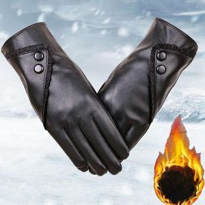 Cycling Gloves Men & Women Leather Black For Phone Touchscreen Flexible Inner Velet Windproof Waterproof Warm Thermal Glove MittensCycli