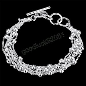 Braccialetti di colore argento puro Catena di uva con perline smerigliate per le donne Regali per feste di gioielli di moda di alta qualità per matrimoni Lady 20 cm