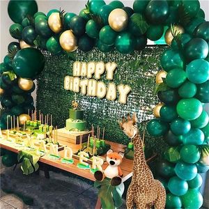 146pcs Balão verde guirlanda arco kit de aniversário decorações de festa infantil a favor do látex balões de bebê salva de safari decoração de festa t200524