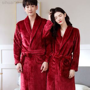 Vrouwen gewaad Flanellen Pajama Man Winter Badjas Pajama Herfst En Warme Bad Fluelen Pak Vrouwelijke Nachtkleding Gewaden 2021 L220803
