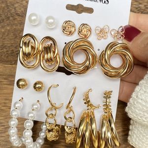 Stud vintage geometriska guldmetallörhängen uppsättning för kvinnor punk pärlstänger 2022 trend av smycken gåvastud mill22