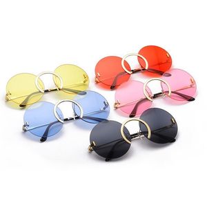 Mode unieke neusring ronde zonnebrillen vrouwen vintage randloze heldere klaaslens brillen