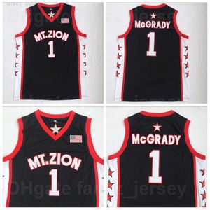 NCAA High School Tracy McGrady 1 T-Mac Basketball Jerseys Mount Zion Christian Team Black Color Breathable Shirt For Sport Fans Pure Cotton Good/Excellent Quality