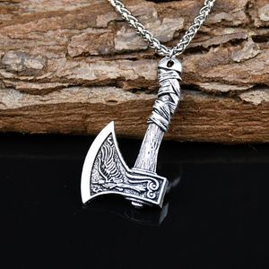 Pendant Necklaces Double Sided Rune Wolf And Raven Slavic Amulets Talismans Viking Odin Handle Axe & Pendants Norse Vikings JewelryPenda