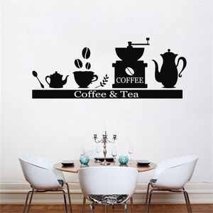 Herbata kawy naklejki na ścianę kuchenną maszynę do kawy szelf kreskówka dekoracje kawiarni piekarnia winylowe okno naklejki ornament Y756 220504