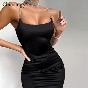 Chicology Diamond Thin Strap Bodycon Sexy Mini Dress Club Club Bless Kobiety Summer Mash