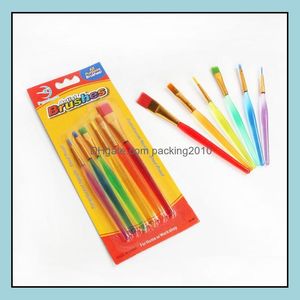 Malerei liefert Kunsthandwerk Geschenke Hausgarten Großhandel 6 Sticks Transparent DIY Kinder Aquarell Pinsel Colorf Rod Paintin Dh6Mo