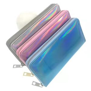Dragkedja Laser Women Designer Wallets Lady Long Style Fashion Casual Zero Pures Female Phone Clutchs No101