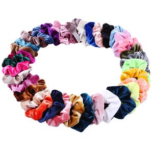 40 Renkler At Kuyruğu Tutucu Bayan Kadife Scrunchies Saç Scrunchy Elastik Pleuche Saç Bandı Scrunchie Hairbands Kadınlar Kızlar Için Bağları Halklar