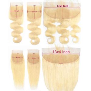 Partihandel 10st / Lot HD Transaparent Lace Closure Straight Raw Hair # 613 Blondin 13 * 4 5 * 5In Laces Top Stänger 10 