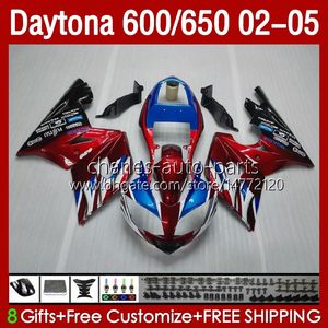 Кузов красный белый комплект для Daytona 600 650 CC Daytona650 02-05 CoSling 104HC.21 Daytona600 2002 2003 2004 2005 Bodys Daytona 600 02 03 04 05 Full Vatings